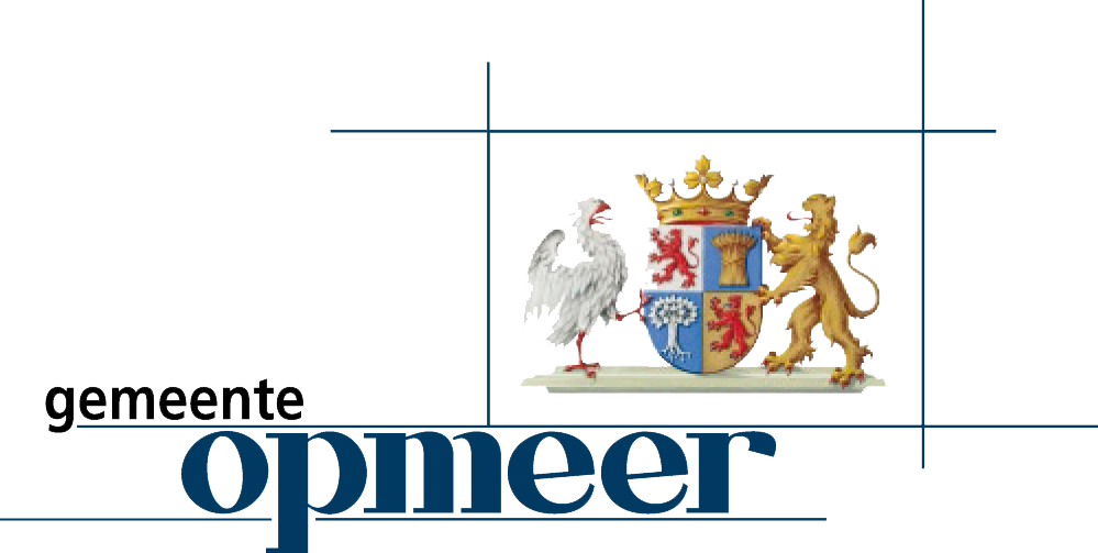Wapen van de gemeente Opmeer met een adelaar, leeuw en kroon als symbolen.